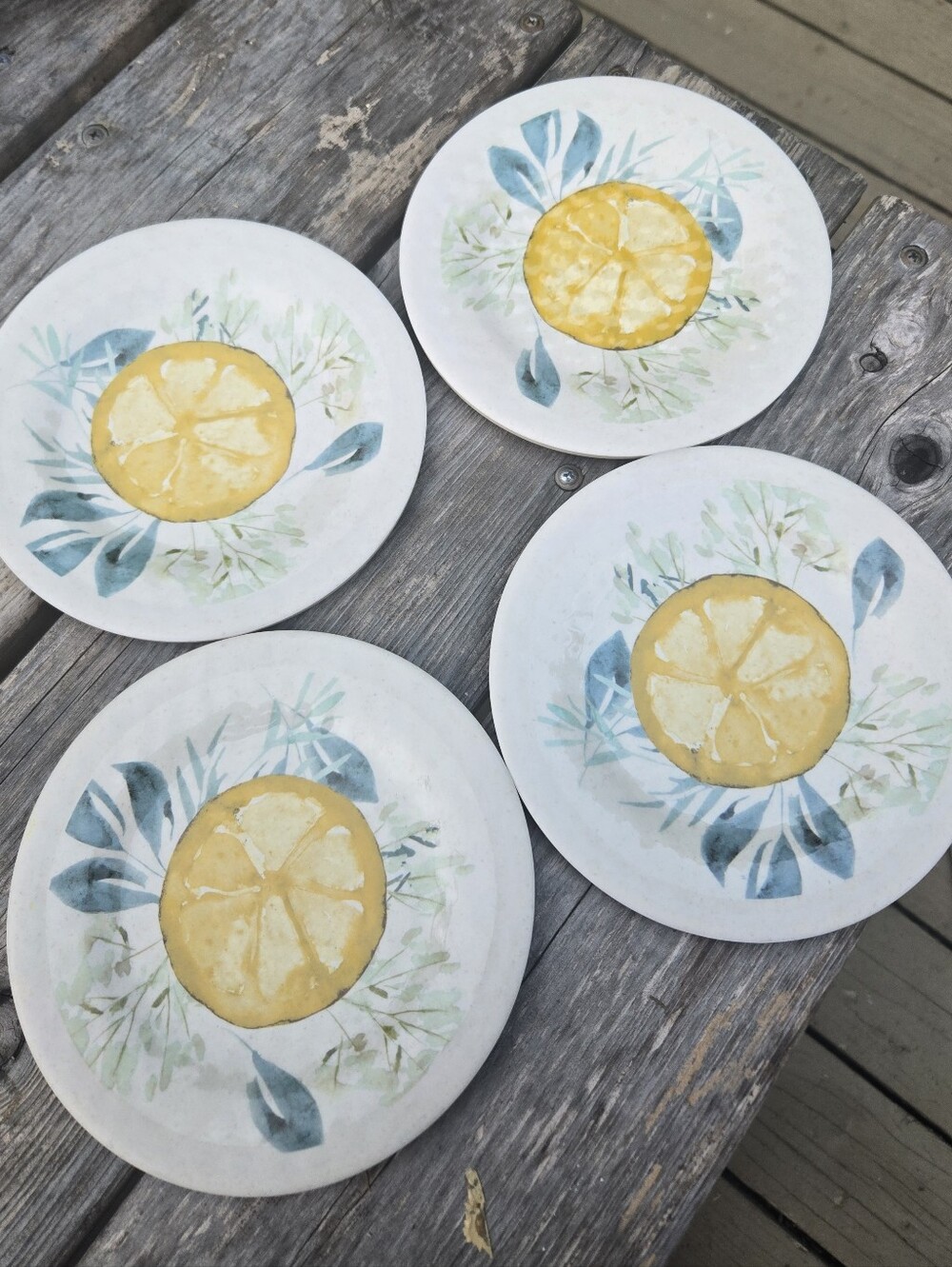 DEMDACO Lemon Design Bamboo Melamine Appetizer Plates